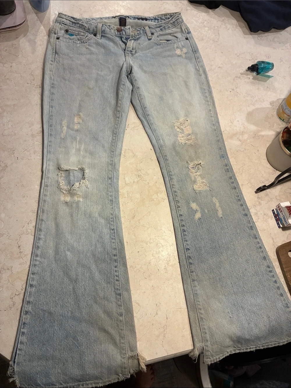 Aeropostale Light Wash Distressed Flare Jeans